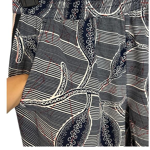 Anthropologie Hei Hei Lourinha Leaf Print Elastic Waist Jogger S Navy and White - Picture 9 of 16